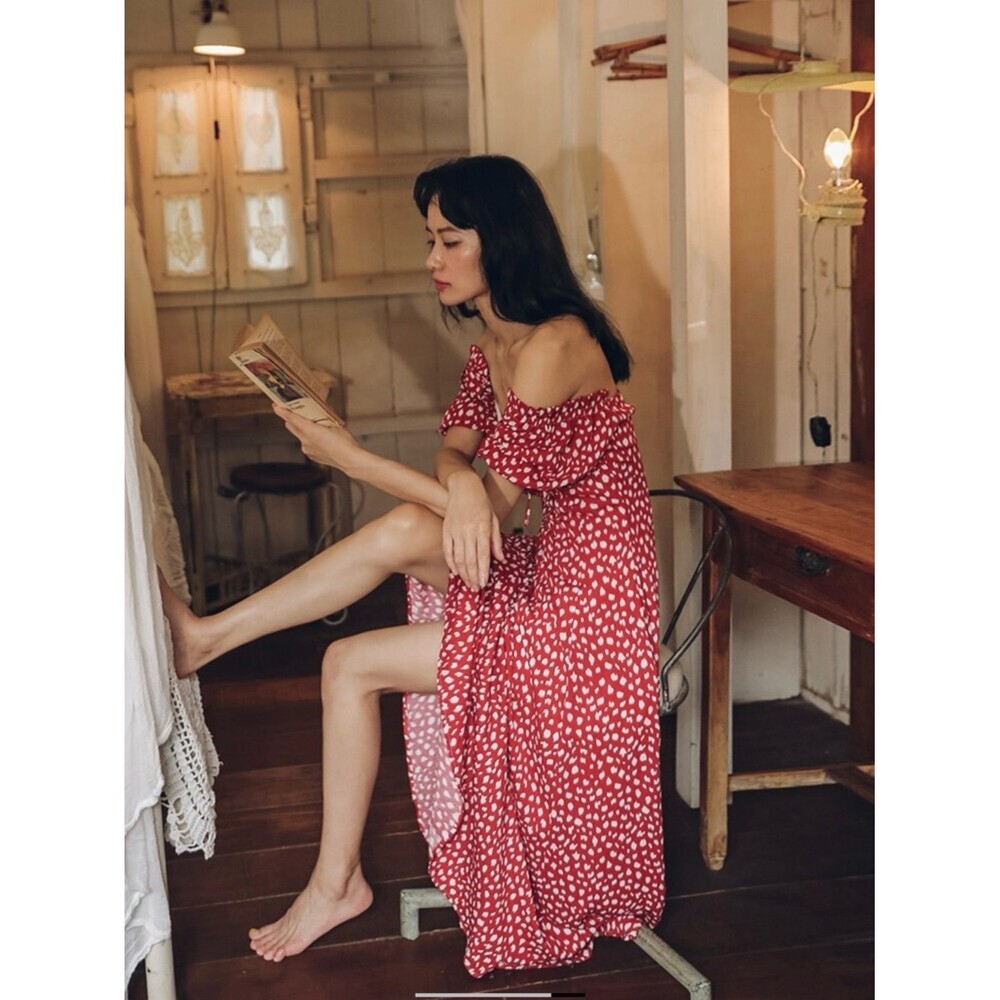 Red & White Polka Dot Maxi Dress - Picture 2 of 6